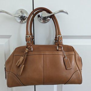 Coach Brown Leather Hamptons Satchel (B0751-F08A69)
